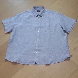 EUC UNTUCKit Linen Shirt Men's sz 2X Relax Fit Blue Short Sleeve Button Down